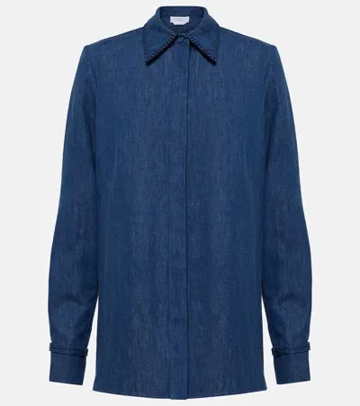 Gabriela Hearst Cruz Cotton And Linen Shirt In Blue