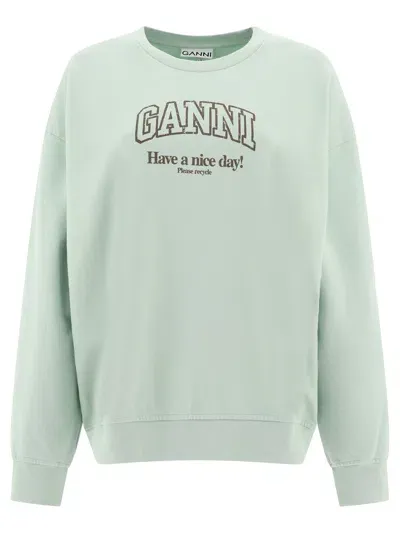 Ganni Have A Nice Day! Sweatshirts In Blue