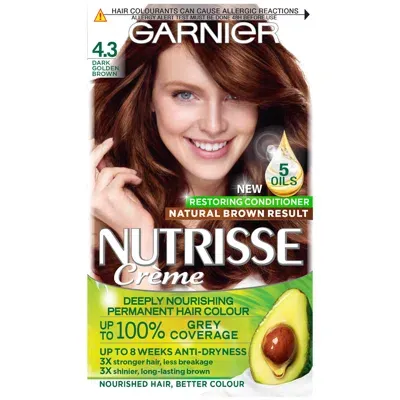 Garnier Nutrisse Permanent Hair Dye (various Shades) - 4.3 Dark Golden Brown (davina's Shade) In White