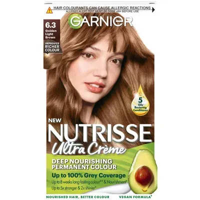 Garnier Nutrisse Permanent Hair Dye (various Shades) - 6.3 Golden Light Brown In White