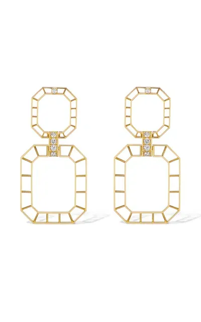 Gemella Jewels Skeleton 18k Yellow Gold Diamond Earrings