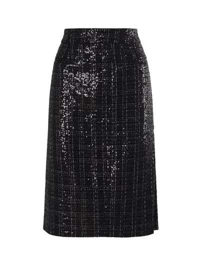 Genny Sequined Pencil Skirt In Black