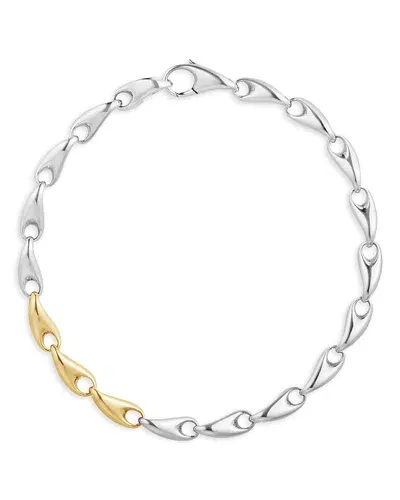 Georg Jensen Silver & 18k Yellow Gold Reflect Slim Bracelet In Silver/gold