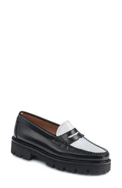 G.h.bass Whitney Super Lug Sole Penny Loafer In Black/white