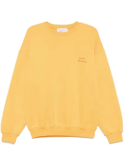 Giada Benincasa Ciao Amore Embroidered Sweatshirt In Yellow