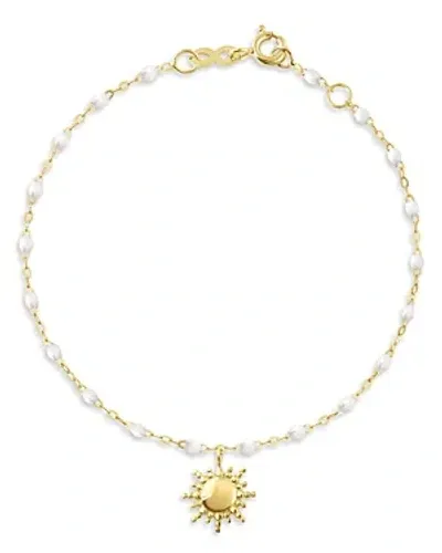 Gigi Clozeau 18k Yellow Gold Bead Sun Pendant Bracelet In Gold/white