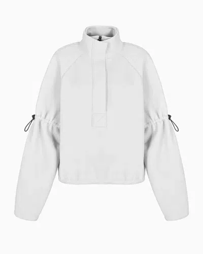 Giorgio Armani Neve Mock-neck Sweatshirt In Fleece-effect Jersey Made Of Virgin Wool And Cashmere In White