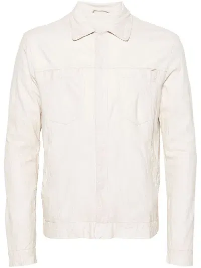 Giorgio Brato Panelled Leather Shirt Jacket In Neutrals