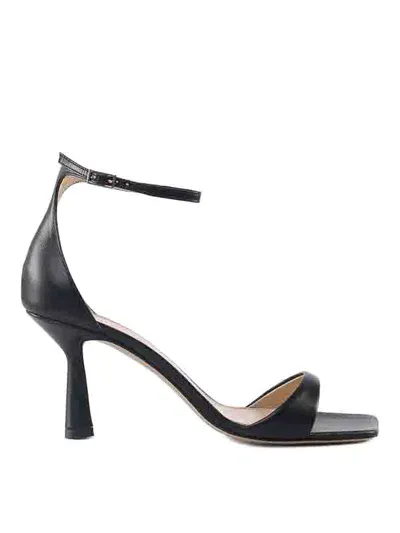 Giuliano Galiano 7mm Heeled Open-toe Sandals In Black