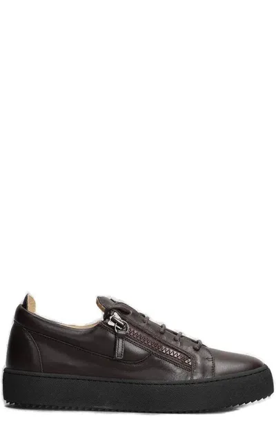 Giuseppe Zanotti Leather Trainers In Brown