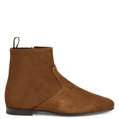 Giuseppe Zanotti Ron Panelled Suede Ankle Boots In Brown