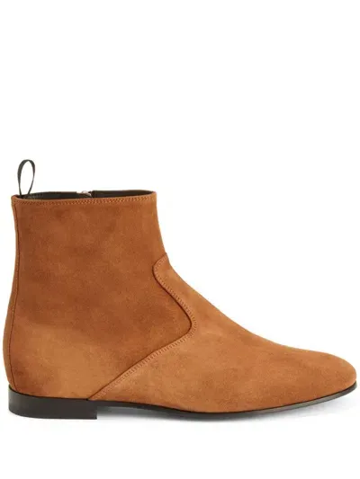 Giuseppe Zanotti Ron Panelled Suede Ankle Boots In Brown