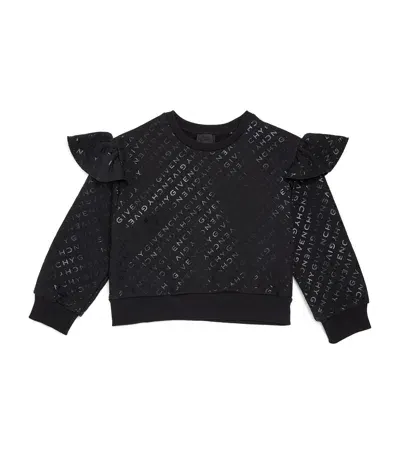 Givenchy Kids' Logo Ruffle-sleeve Sweatshirt In Black