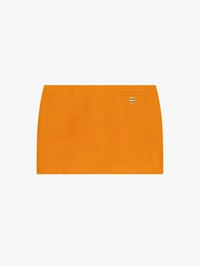 Givenchy Mini Skirt In Linen And Silk With 4g Detail In Multicolor