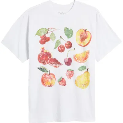 Golden Hour Fruit Paintings Boyfriend T-shirt In Washed Bright White