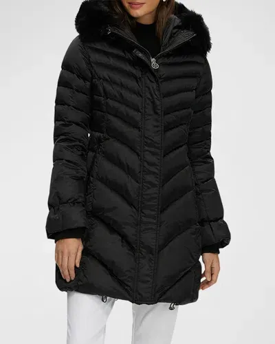 Gorski Apres-ski Jacket With Detachable Toscana Lamb Hood Trim In Black