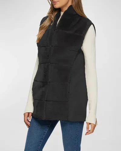 Gorski Reversible Shearling Lamb Vest With Cashmere-blend Back In Black