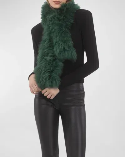 Gorski Select Lamb Shearling Pull-through Scarf In Emerald