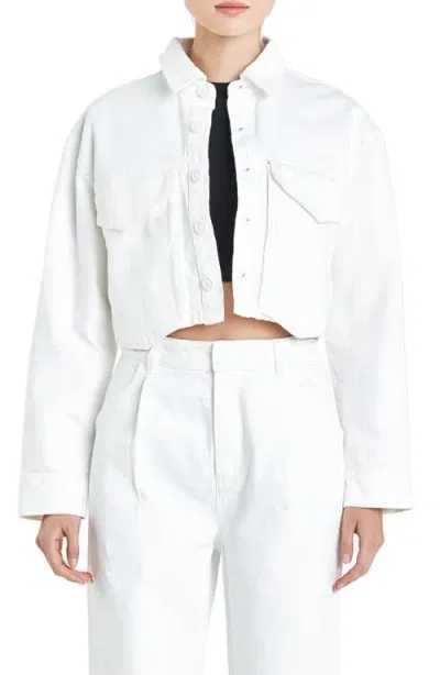 Grey Lab Oversize Pocket Crop Cotton Jacket In Off White