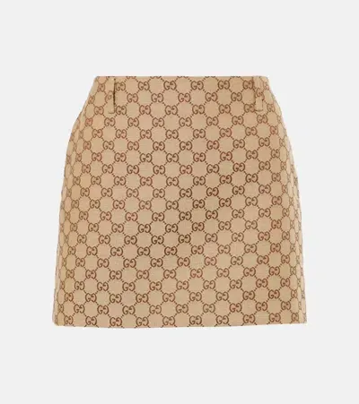 Gucci Glitter Gg Canvas Miniskirt In Neutrals