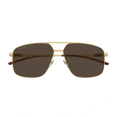 Gucci Gg1676s Linea Web 002 Gold Brown Sunglasses In Oro