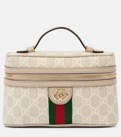 Gucci Ophidia Super Mini Leather-trimmed Shoulder Bag In Neutral