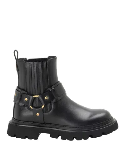 Guy Laroche Metallic Logo Back Pull Boots In Negro