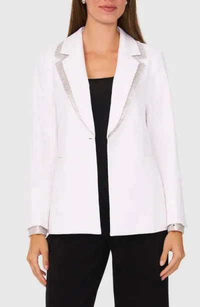 Halogenr Halogen(r) Rhinestone Trim Notch Lapel Blazer In White