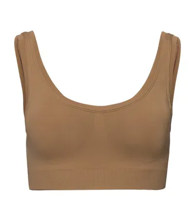 Hanro Touch Feeling Padded Crop Top In Brown