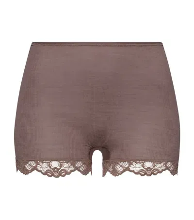 Hanro Woolen Lace Maxi Briefs In Brown