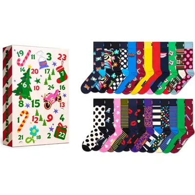 Happy Socks Assorted 24-pack Advent Calendar Crew Socks Gift Set In White