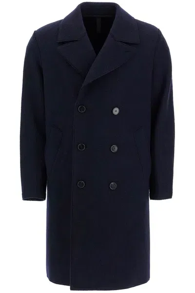 Harris Wharf London Double-breasted Wool Coat In Boiled In Blue