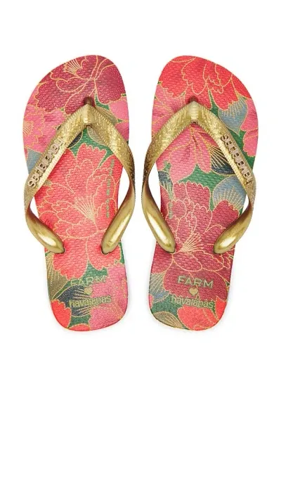 Havaianas Farm Rio Red Florals Sandal In Pantanal Green