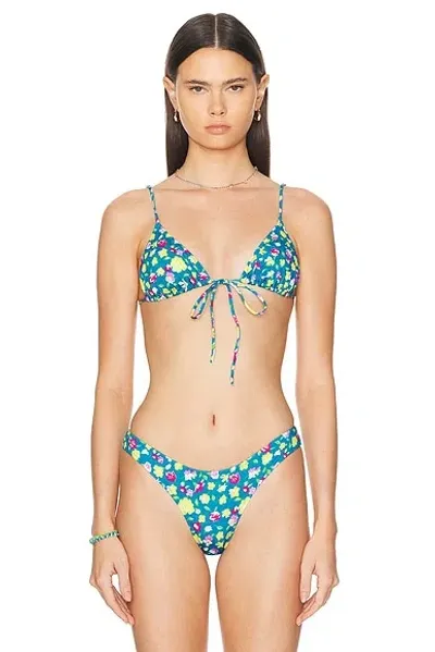 Heavy Manners Triangle Front Tie Bikini Top In Mercer Street