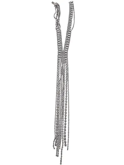 Helenezubeldia Crystal Tie Necklace In Metallic