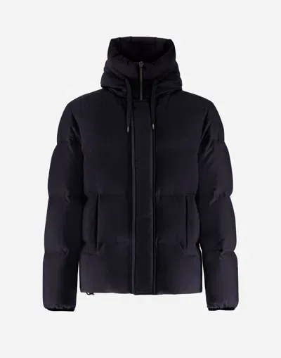 Herno Bomber Jacket In Cashmere, Silk And Ecoage In Navy Blue