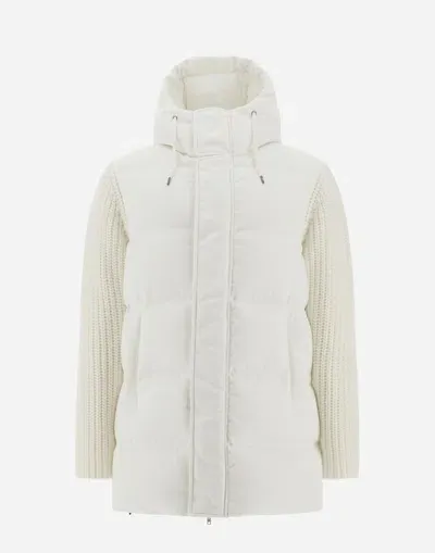 Herno Jacket In Cashmere, Silk And Knit In Ivory