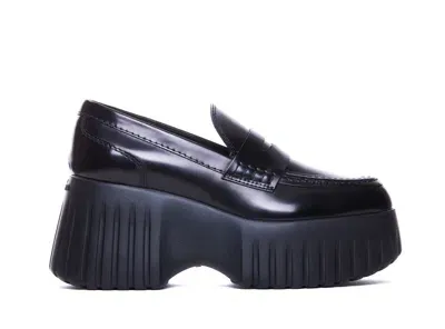 Hogan H-stripes Loafers In Black