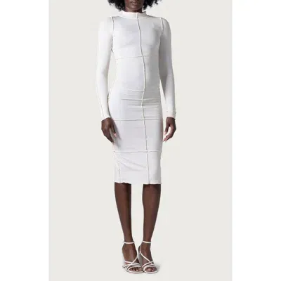 Honor The Gift Lettuce Edge Long Sleeve Body-con Dress In Cream