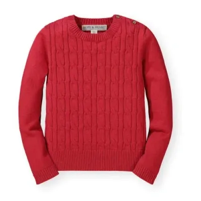 Hope & Henry Girls' Cable Front Sweater, Kids In Red