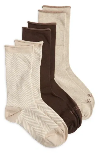 Hue 'jeans' Socks In Taupe Chevron Pack