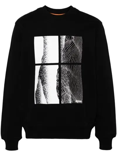 Hugo Boss Logo-print Sweatshirt In Black