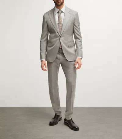 Hugo Boss Virgin Wool Slim 2-piece Suit In Green