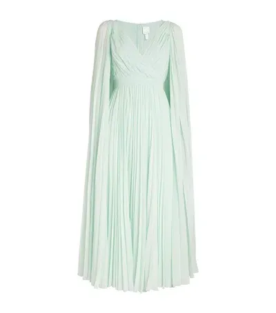 Huishan Zhang Pleated Beryl Gown In Green