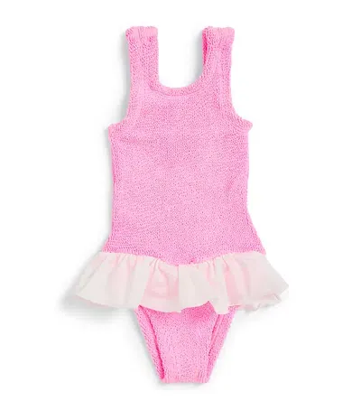 Hunza G Kids' Ruffle-trim Denise Swimsuit In Pink