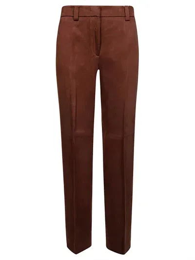 Incotex Pantalone Cupro Largo In Brown