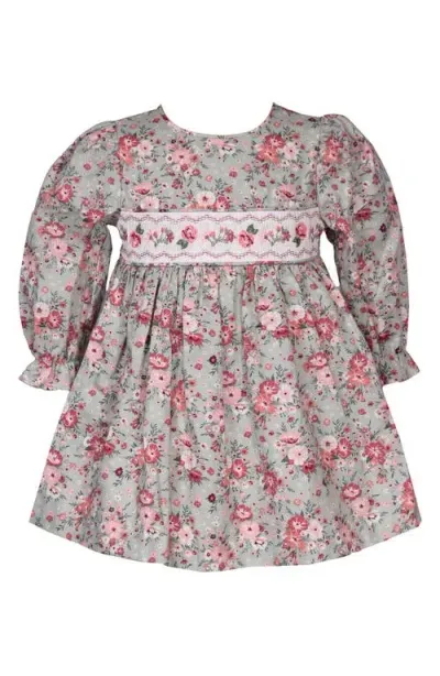 Iris & Ivy Babies'  Long Sleeve Floral Smocked Party Dress In Sage