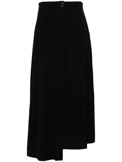 Isabel Benenato Pressed-crease Midi Skirt In Black