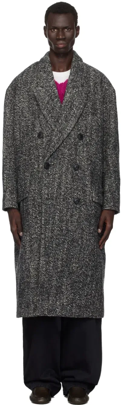 Isabel Marant Black & White Denton Coat In Bkwh