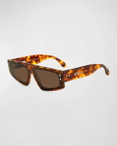 Isabel Marant Logo Acetate Cat-eye Sunglasses In Havana,grey